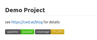 Badges for Pipeline status and coverage